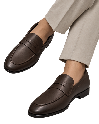 Ferragamo espresso leather penny loafers