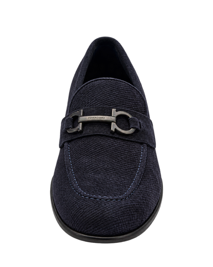 Ferragamo Foster Textured Suede Gancini Bit Loafers