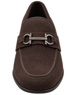 Ferragamo Foster Textured Suede Gancini Bit Loafers