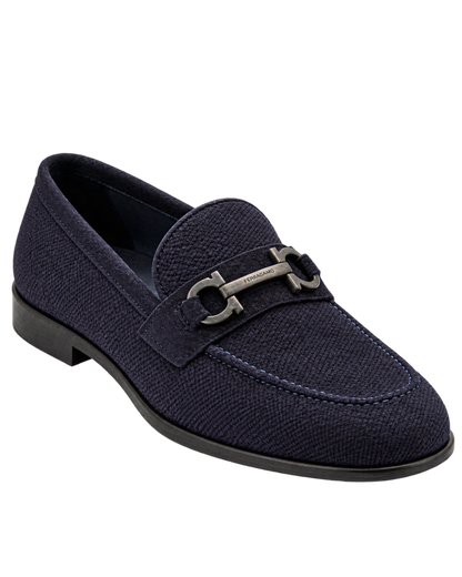 Ferragamo Foster Textured Suede Gancini Bit Loafers