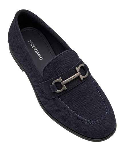 Ferragamo Foster Textured Suede Gancini Bit Loafers
