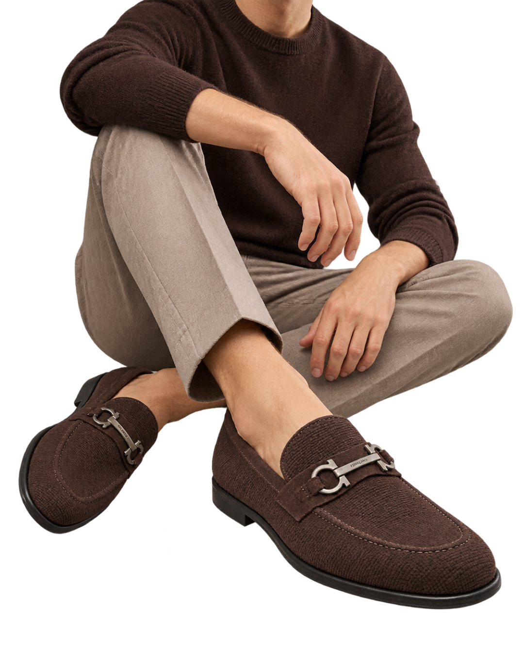 Ferragamo Foster Textured Suede Gancini Bit Loafers