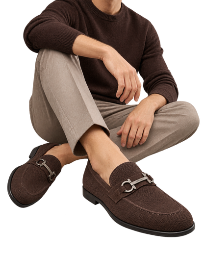 Ferragamo Foster Textured Suede Gancini Bit Loafers