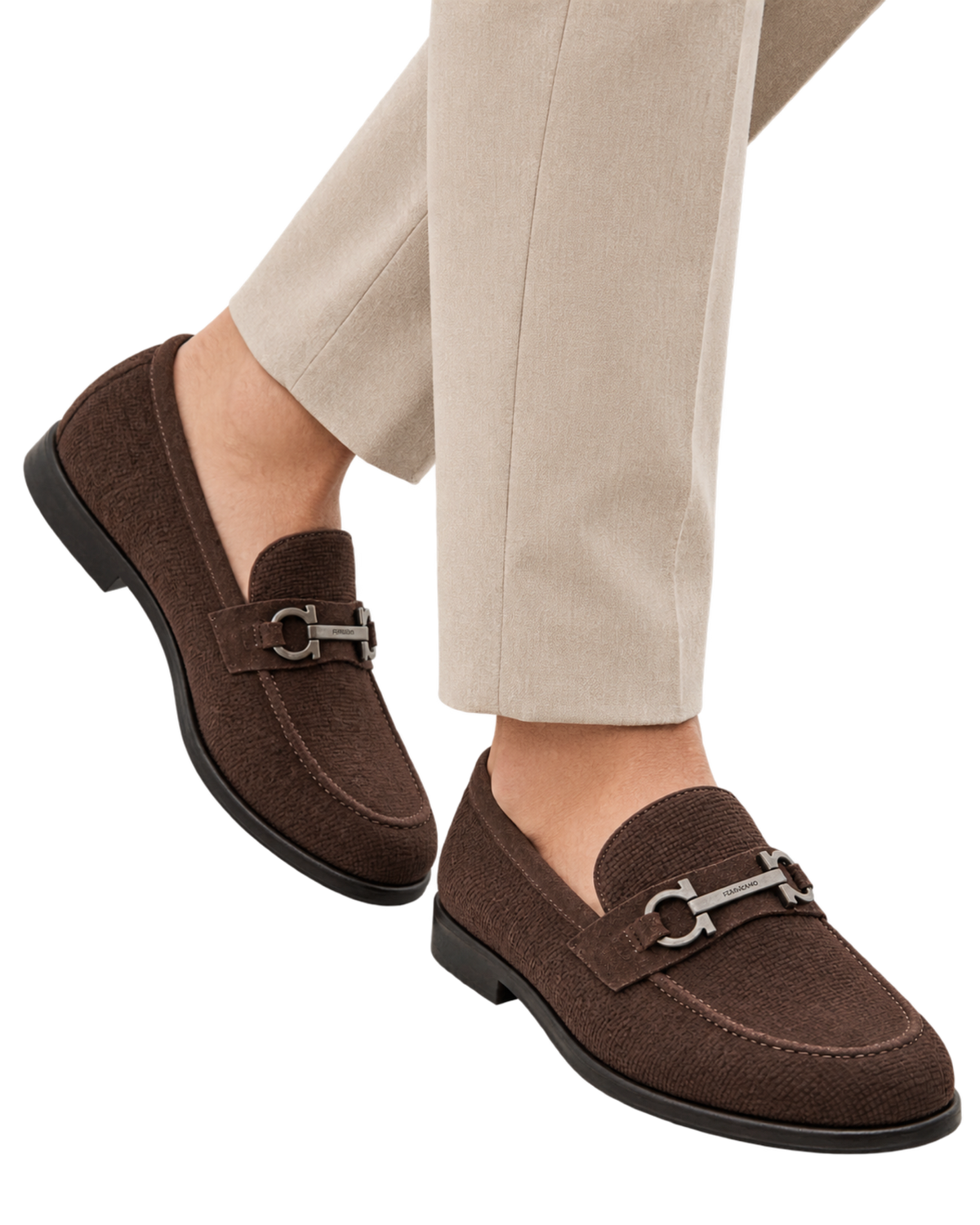 Ferragamo Foster Textured Suede Gancini Bit Loafers