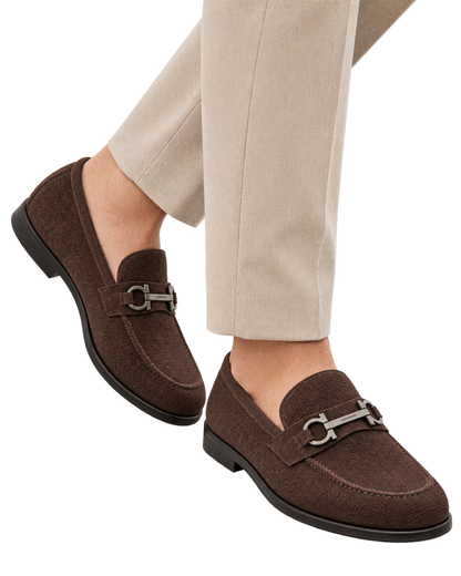 Ferragamo Foster Textured Suede Gancini Bit Loafers