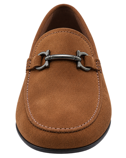 Ferragamo Gancini Brown Suede Loafer
