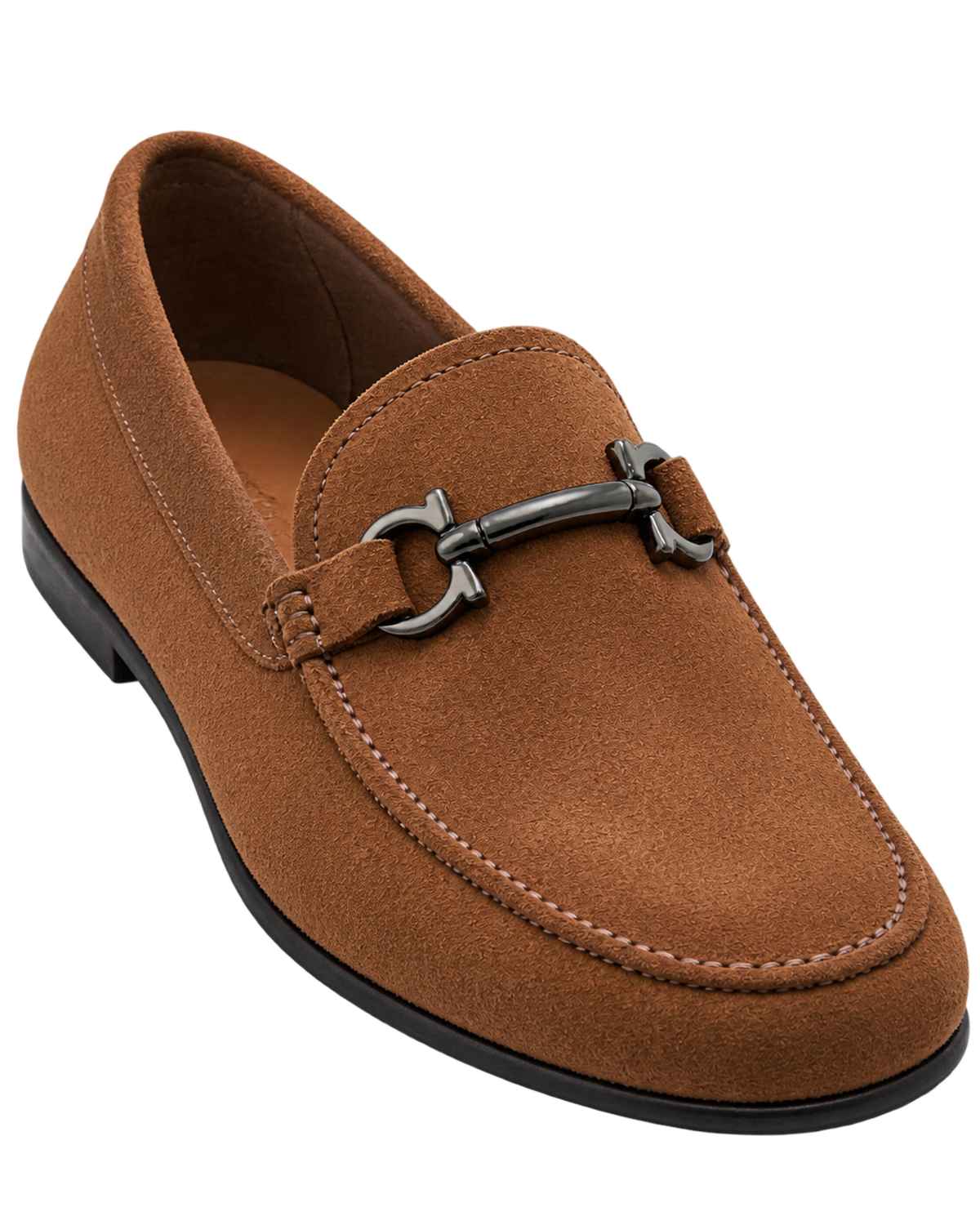 Ferragamo Gancini Brown Suede Loafer