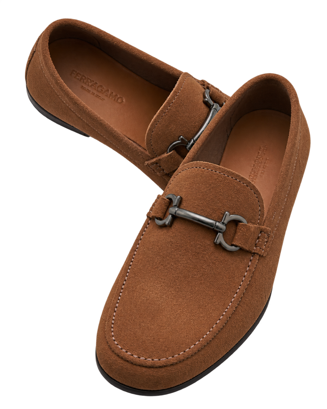 Ferragamo Gancini Brown Suede Loafer