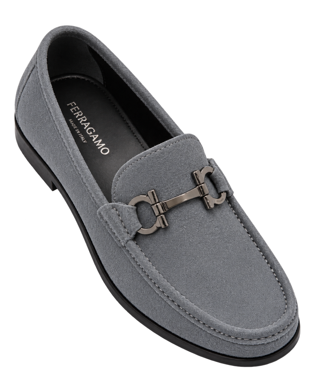 Ferragamo Gancini-Buckle Suede Loafer