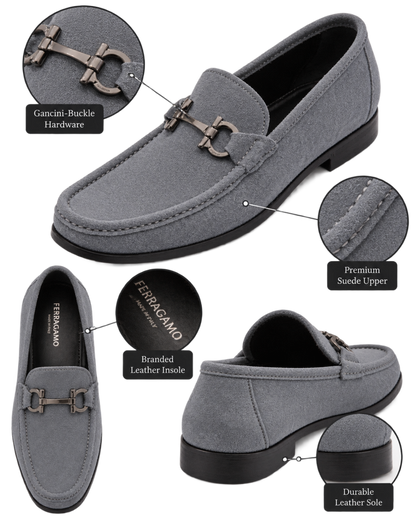 Ferragamo Gancini-Buckle Suede Loafer