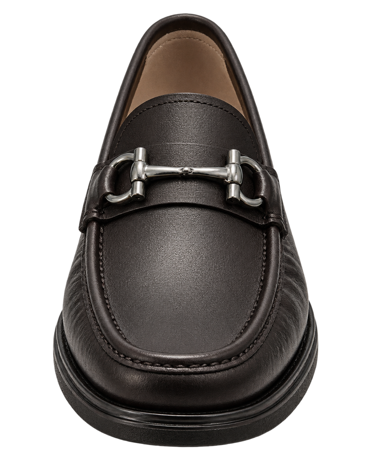 Ferragamo Gancini dark brown leather loafer featuring a signature
