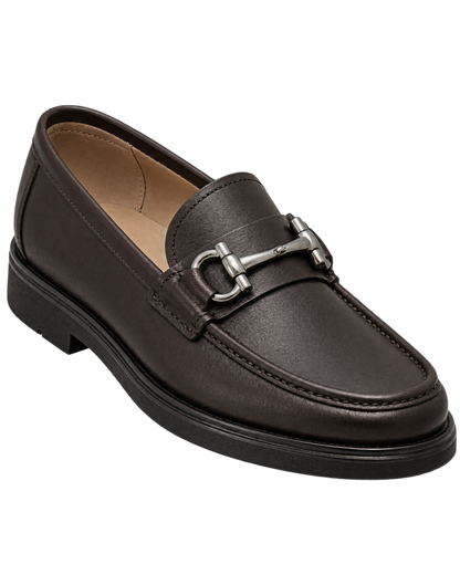 Ferragamo Gancini dark brown leather loafer featuring a signature