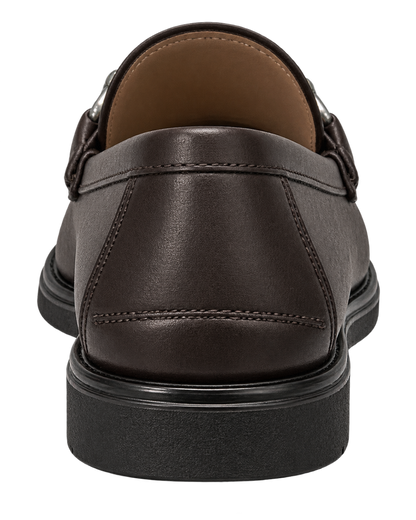 Ferragamo Gancini dark brown leather loafer featuring a signature