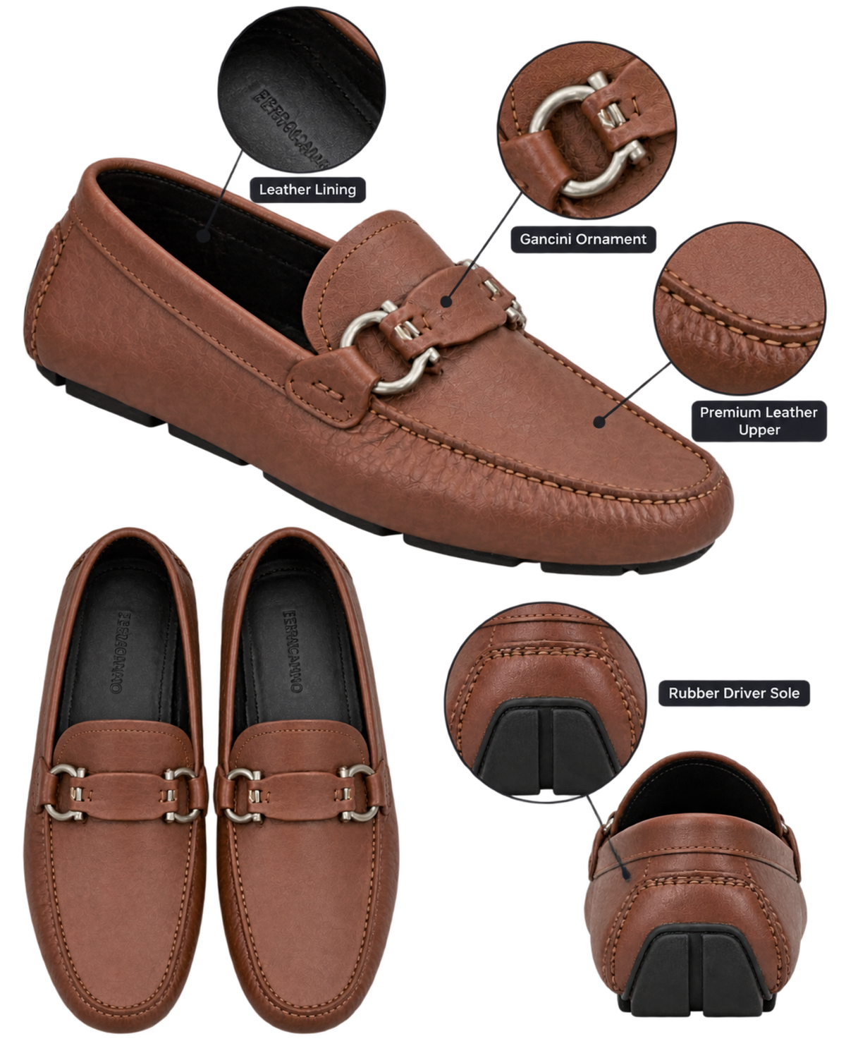Ferragamo Gancini Ornament Driver Loafer
