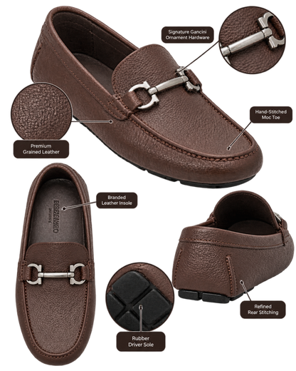 Ferragamo Gancini Ornament Driver Moccasins
