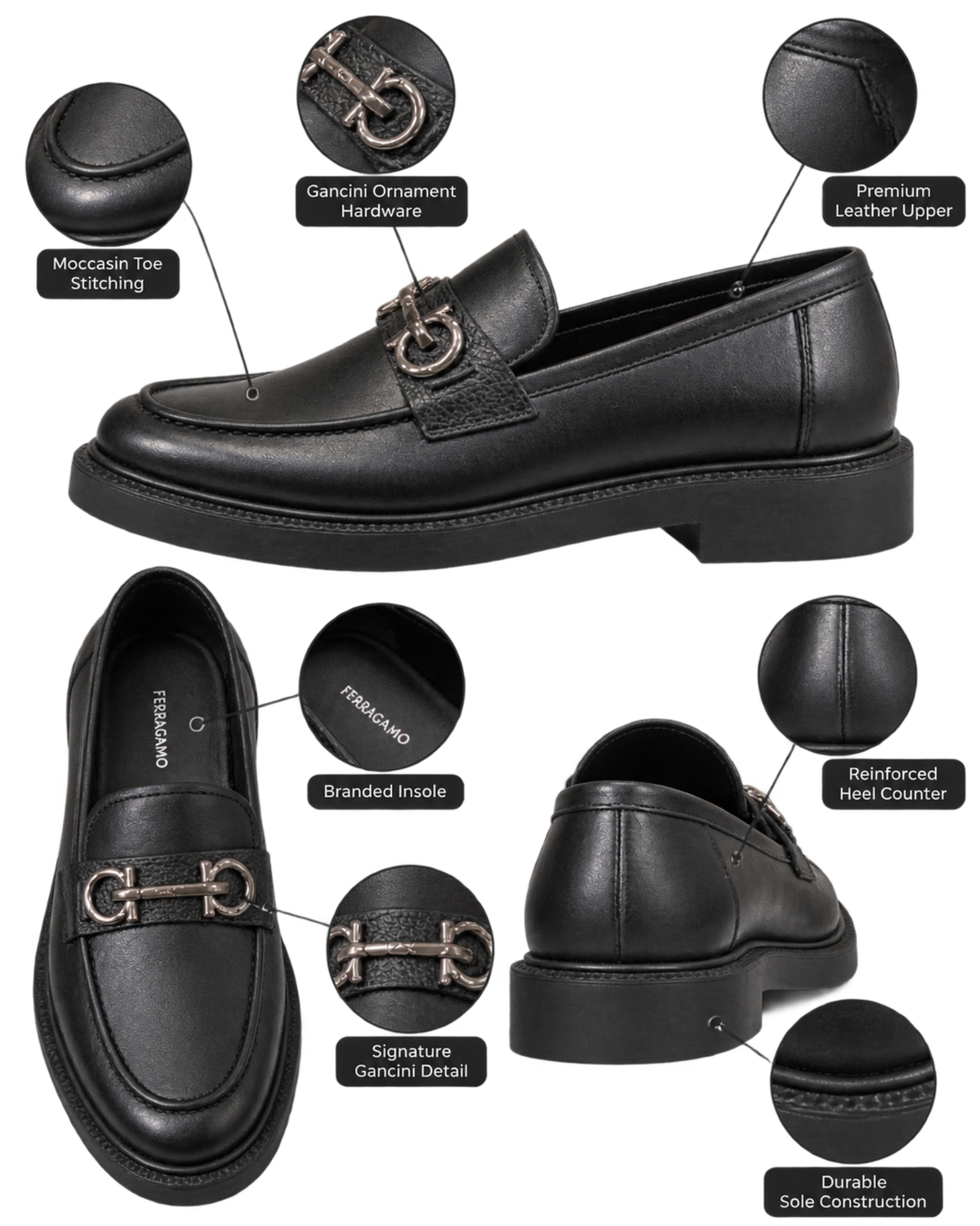 Ferragamo Gancini ornament moccasins / loafers