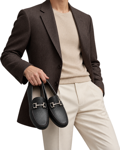Ferragamo Gancini pebbled-leather driving loafers
