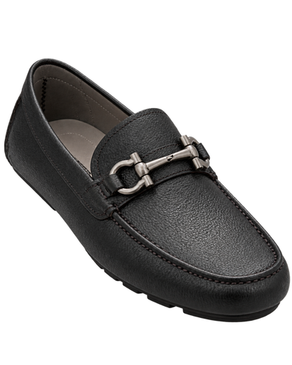 Ferragamo Gancini pebbled-leather driving loafers