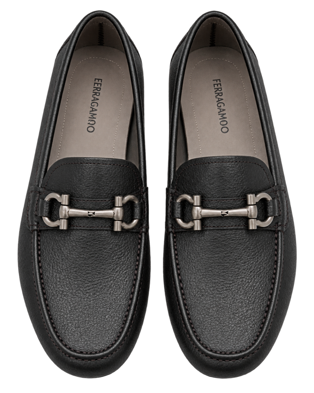 Ferragamo Gancini pebbled-leather driving loafers