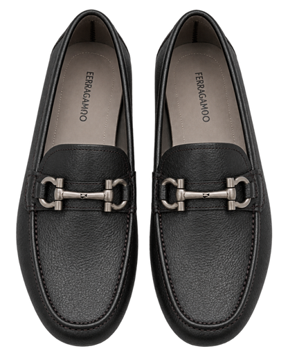 Ferragamo Gancini pebbled-leather driving loafers
