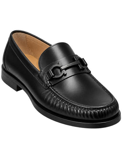 Ferragamo Gancini Plaque Leather Loafers