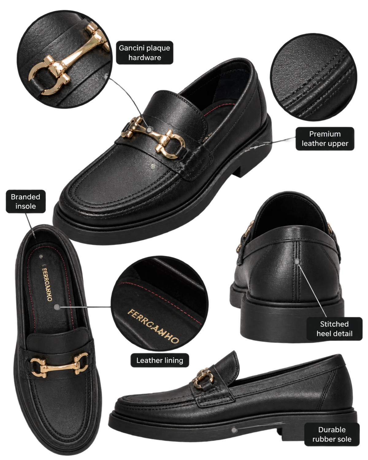 Ferragamo Gancini-plaque leather loafers