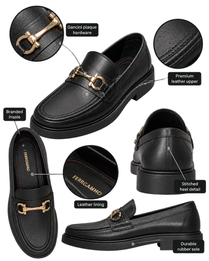Ferragamo Gancini-plaque leather loafers