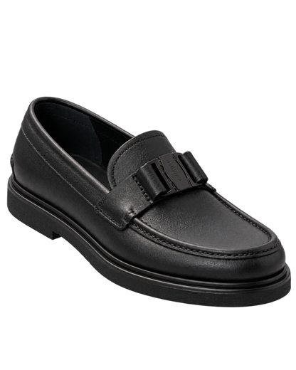 FERRAGAMO Grimes Pebble Calf Leather Loafers