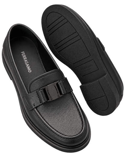 FERRAGAMO Grimes Pebble Calf Leather Loafers