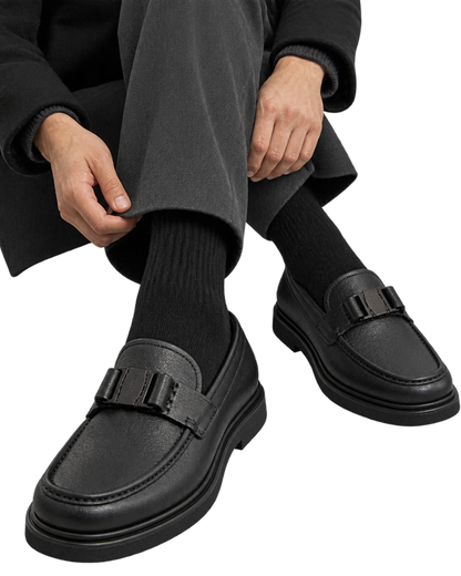 FERRAGAMO Grimes Pebble Calf Leather Loafers