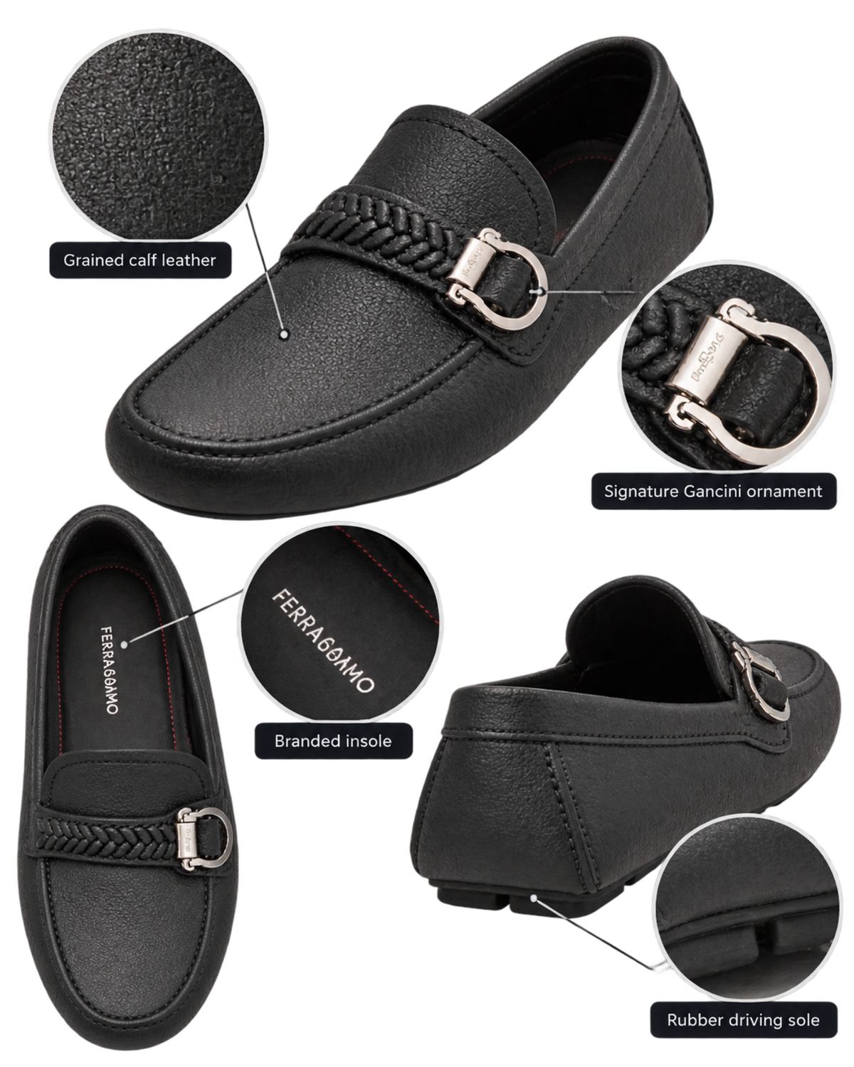 Ferragamo Moccasins with Braid Gancini Ornament
