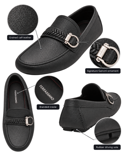Ferragamo Moccasins with Braid Gancini Ornament