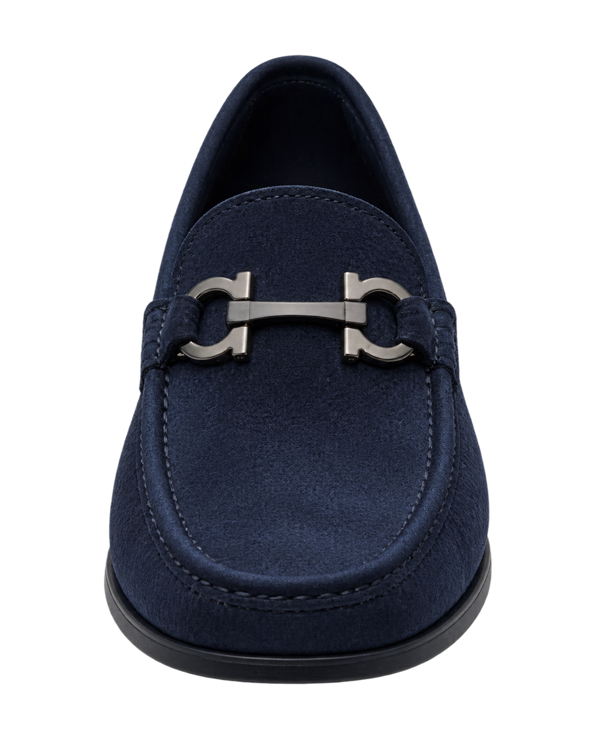 Ferragamo navy blue suede loafers