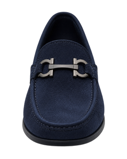 Ferragamo navy blue suede loafers