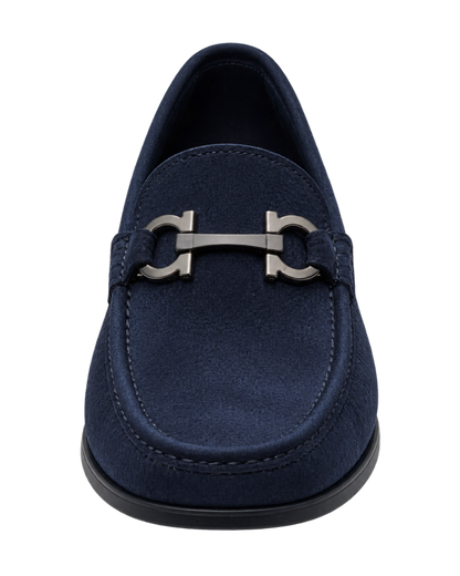 Ferragamo navy blue suede loafers