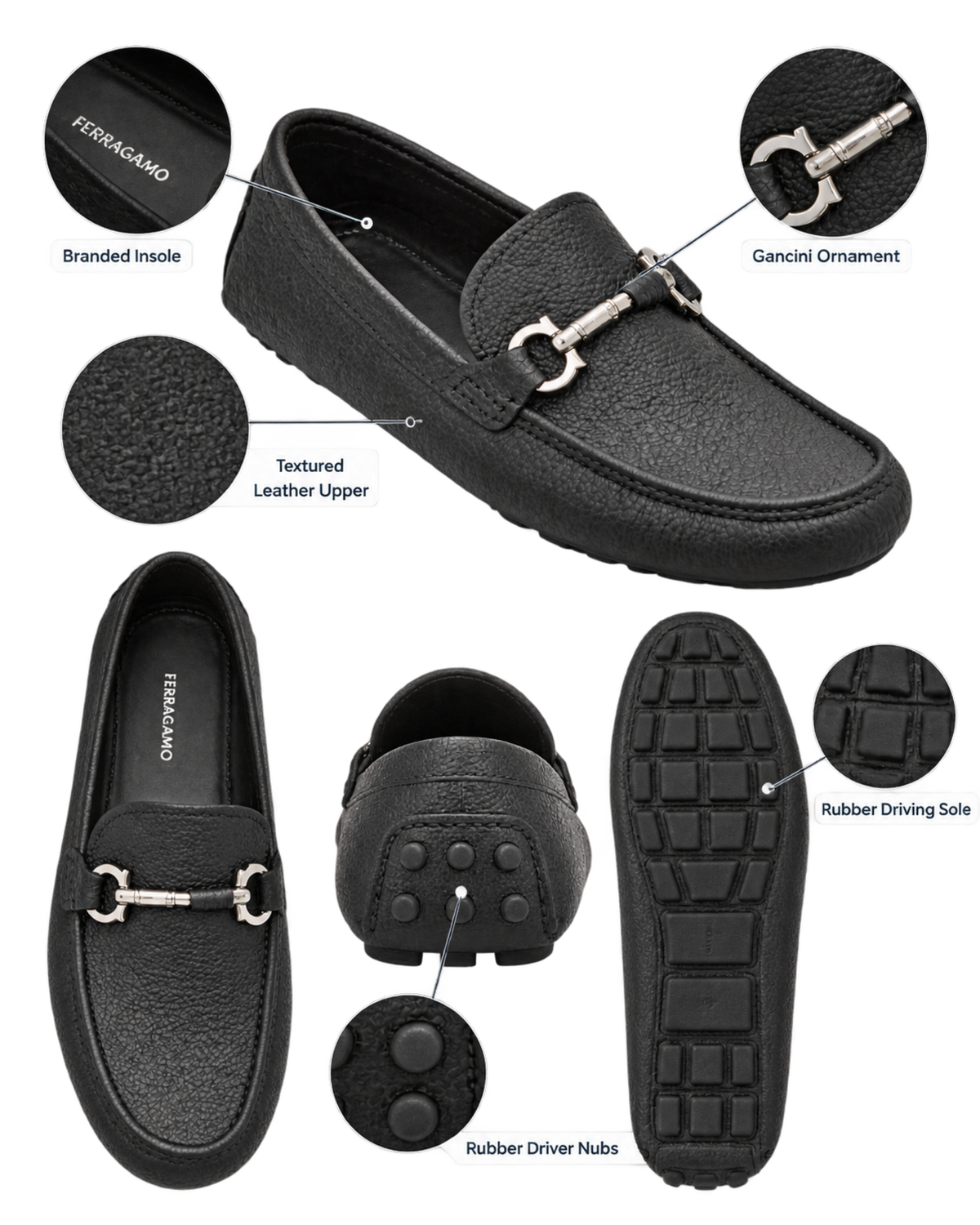 Ferragamo Parigi Gancini Ornament Driver loafers