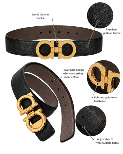 Ferragamo Reversible and Adjustable Gancini Belt