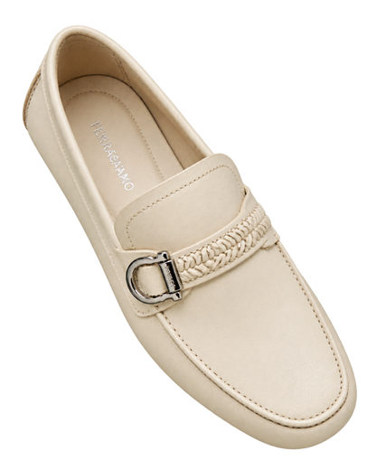 Ferragamo Woven-Strap Gancini-Ornament Loafers