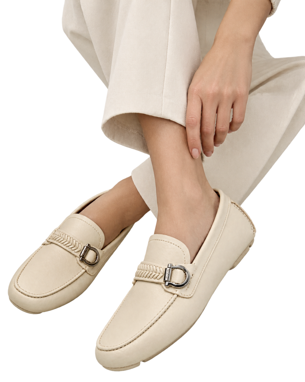 Ferragamo Woven-Strap Gancini-Ornament Loafers
