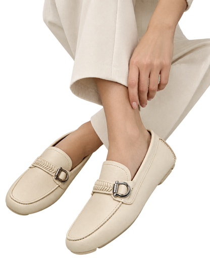 Ferragamo Woven-Strap Gancini-Ornament Loafers