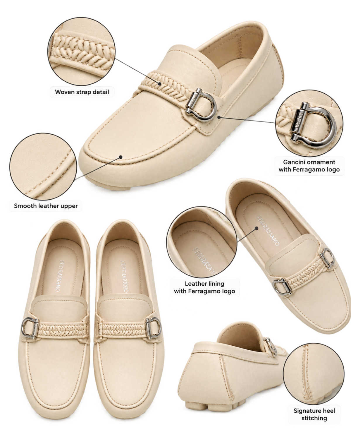Ferragamo Woven-Strap Gancini-Ornament Loafers