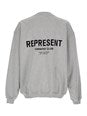 Represent Grey Crewneck Sweatshirt with Logo Lettering on the Front and Maxi Logo Print on the Rear in Cotton Man