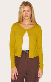 Olive Basic Fine Knit Button Up Cardigan