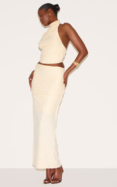 Butter Yellow Soft Touch Ruched Maxi Skirt