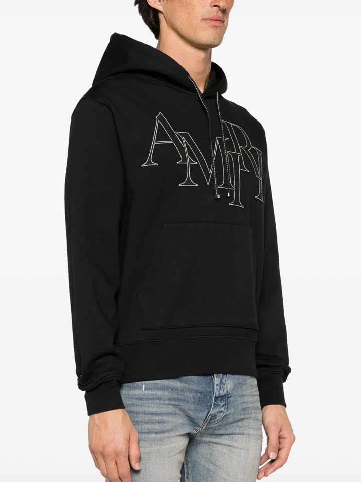 Amiri Staggered Logo Hoodie in Black