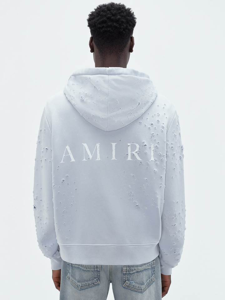Amiri Washed MA Shotgun Hoodie in Grey Dawn
