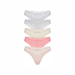 Fits Everybody Lace Dipped Thong 5-pack