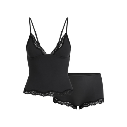 Fits Everybody Lace Triangle Cami and Boy Short Set