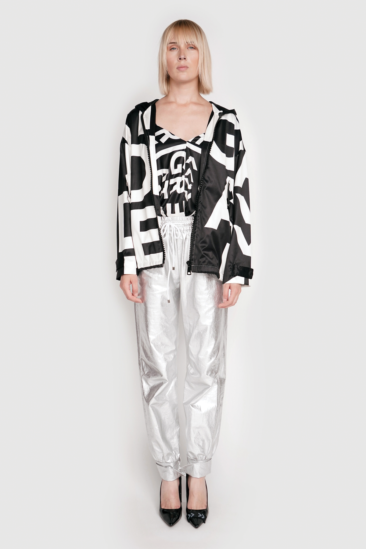 METALLIC TRACK PANTS