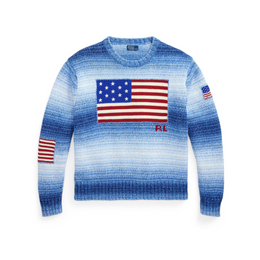 Flag Structured Knit Relaxed Fit Crew Neck Jumper
